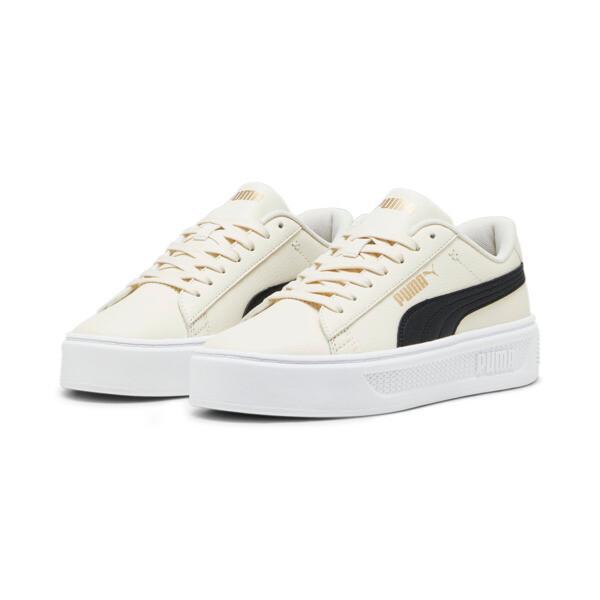 PUMA Smash Platform v3 Women's Sneakers in Alpine Snow/Black/Gold Product Image