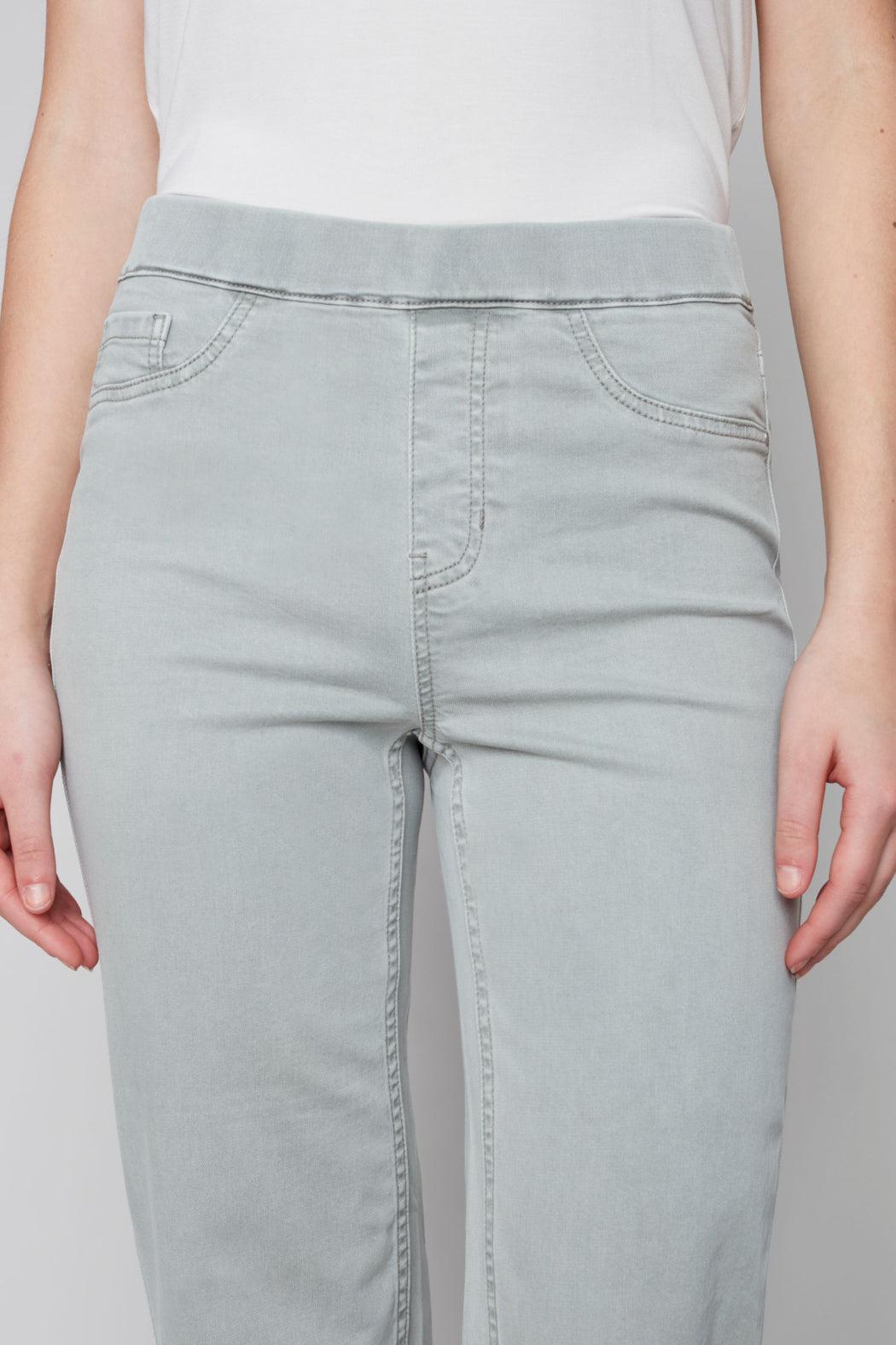 Pull on denim pant with side button detail Product Image