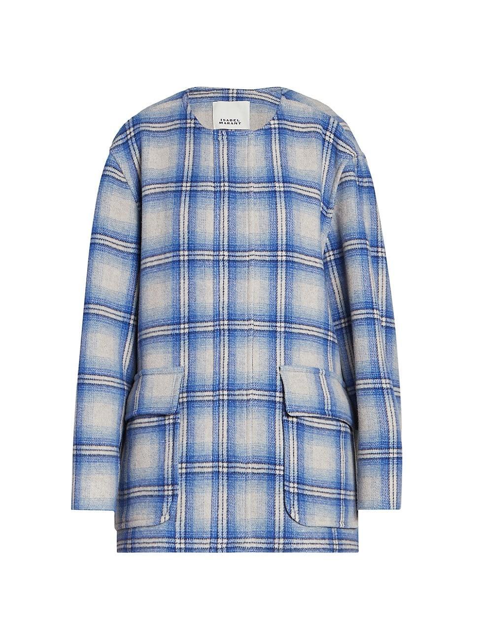 Womens Efelia Plaid Wool-Blend Coat Product Image