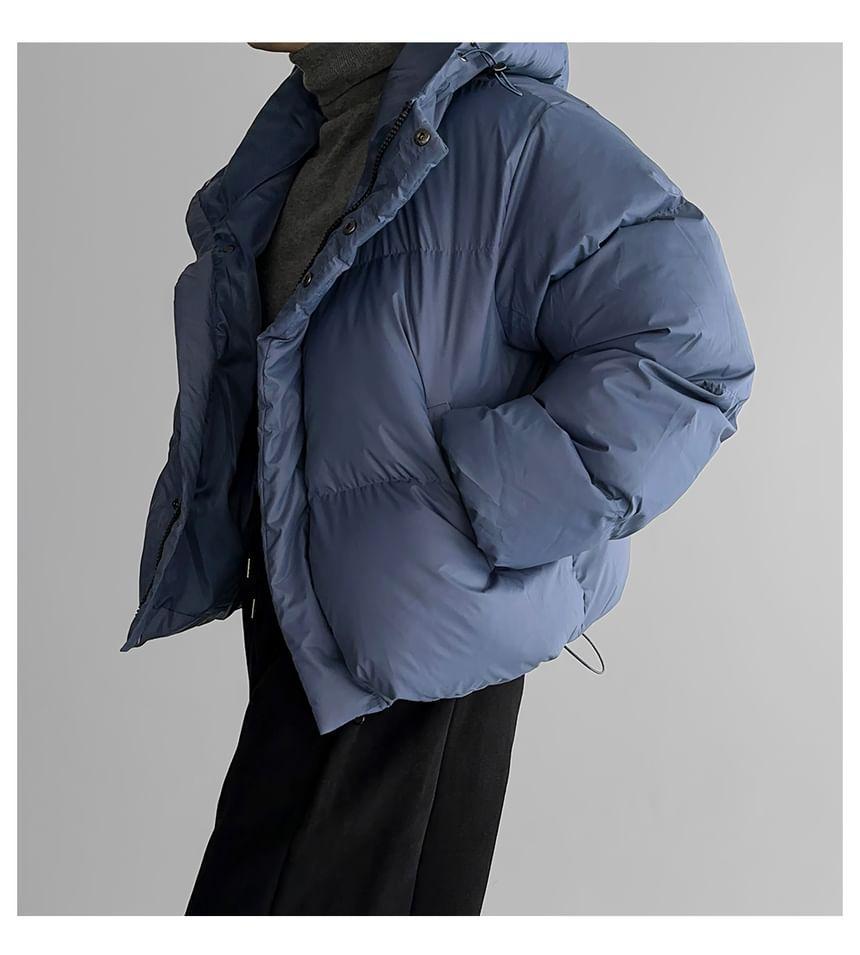 Plain Hooded Zip Puffer Jacket Product Image