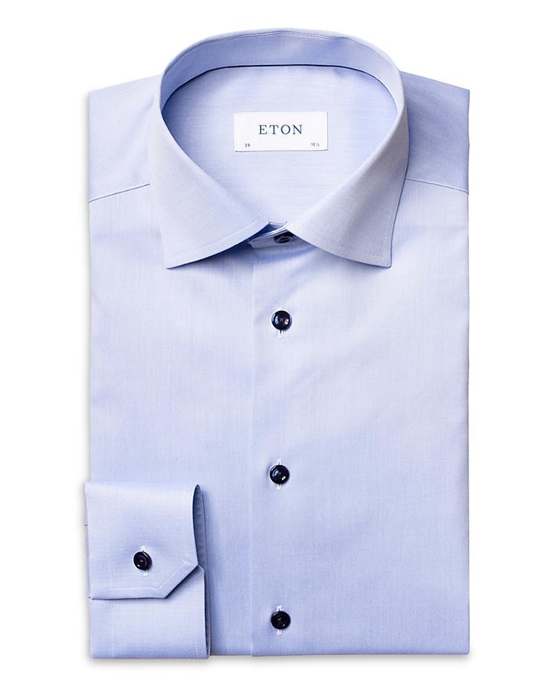 Eton Slim Fit Cotton Twill Dress Shirt with Grey Details Product Image