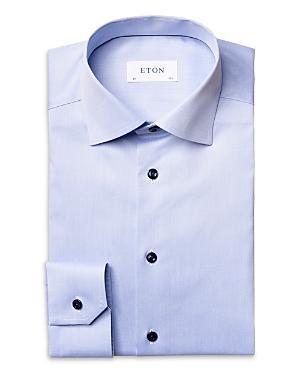 Mens Slim-Fit Twill Dress Shirt with Navy Details Product Image