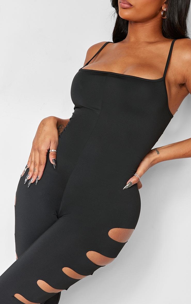 Shape Black Slinky Strappy Distressed Jumpsuit Product Image