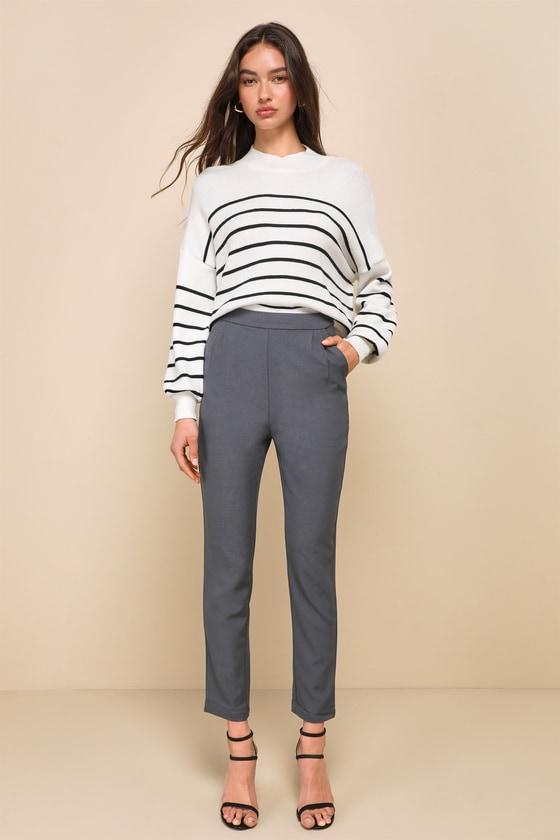 Kick It Grey High-Waisted Trouser Pants Product Image