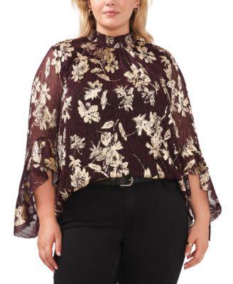 Metallic-Print Bell-Sleeve Blouse product image