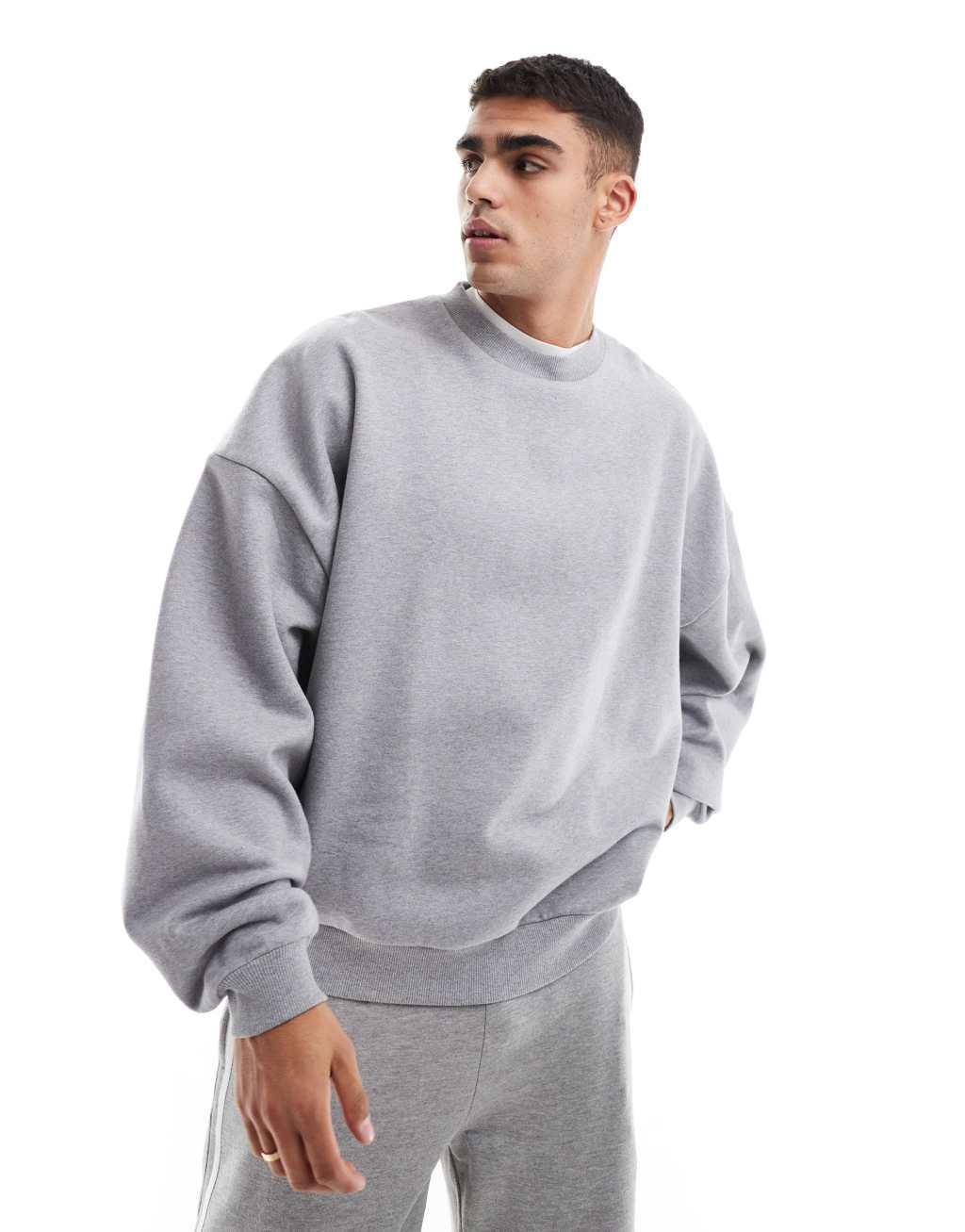 ASOS DESIGN premium heavyweight extreme oversized sweatshirt 400gsm in gray heather Product Image