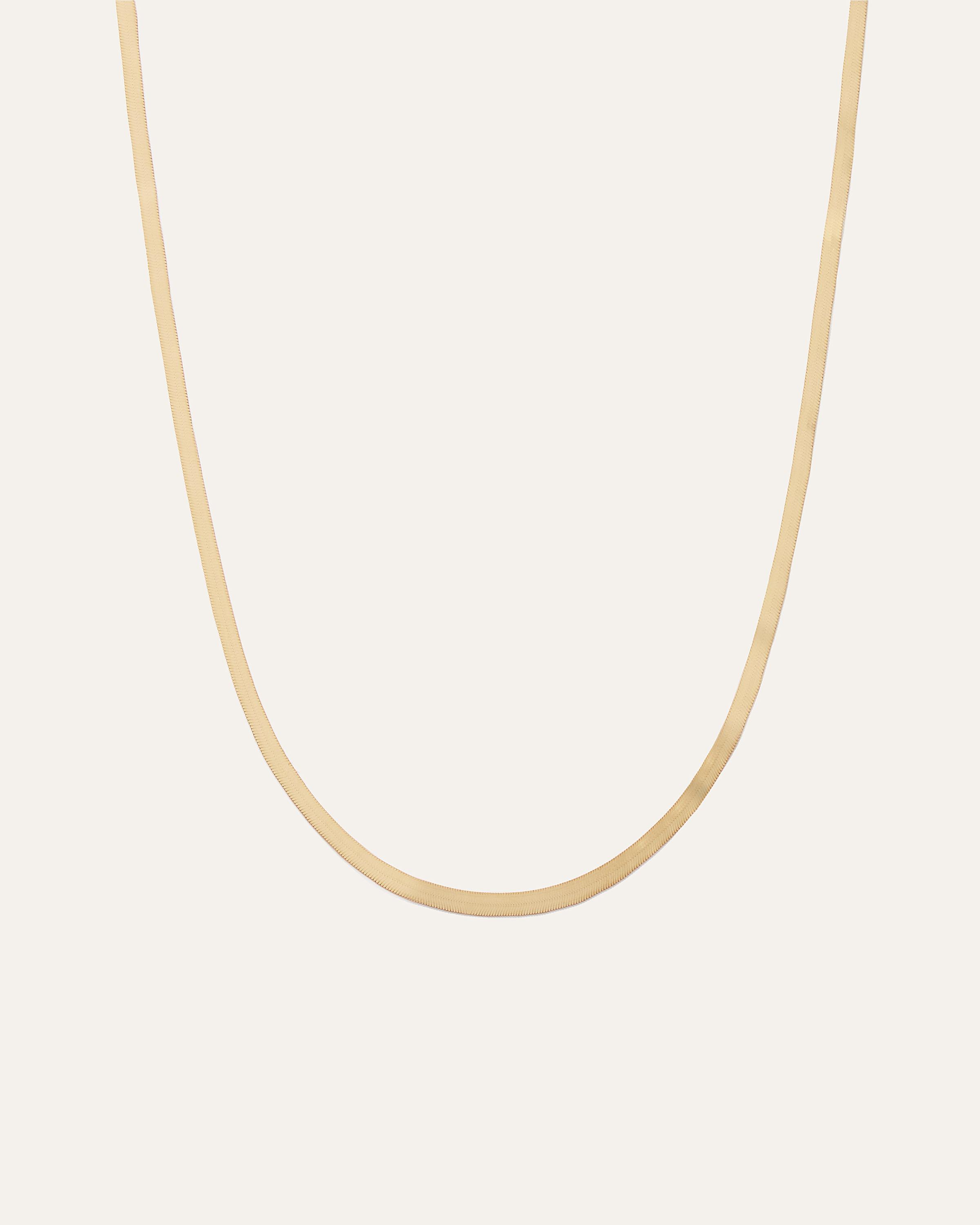 14K Gold Adjustable Herringbone Chain Necklace Product Image