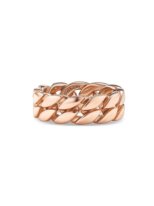 Mens Curb Chain Band Ring in 18K Rose Gold, 8MM Product Image