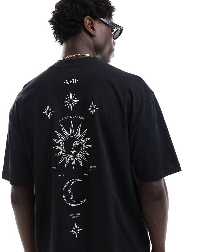 ASOS DESIGN oversized T-shirt in black with moon back print Product Image