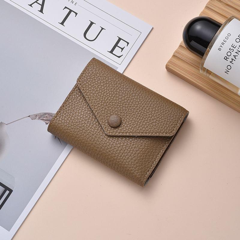 Plain Faux Leather Short Wallet Product Image