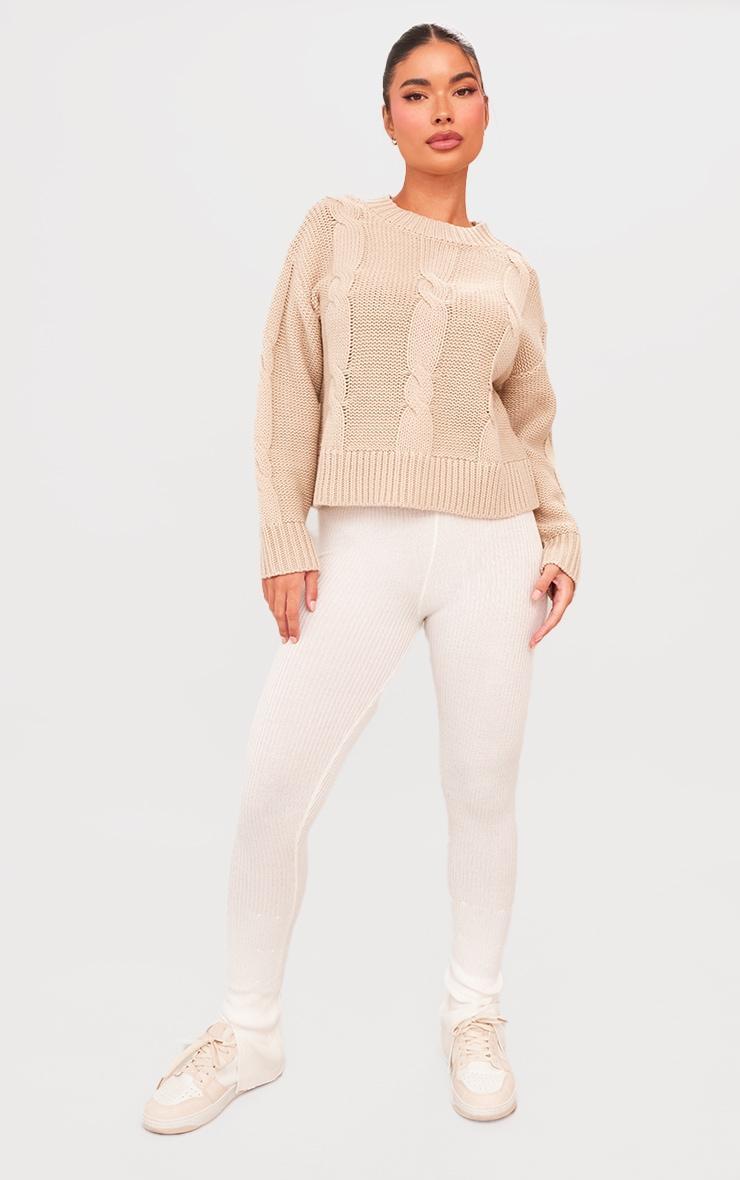 Petite Oatmeal Cable Knitted Sweater Product Image