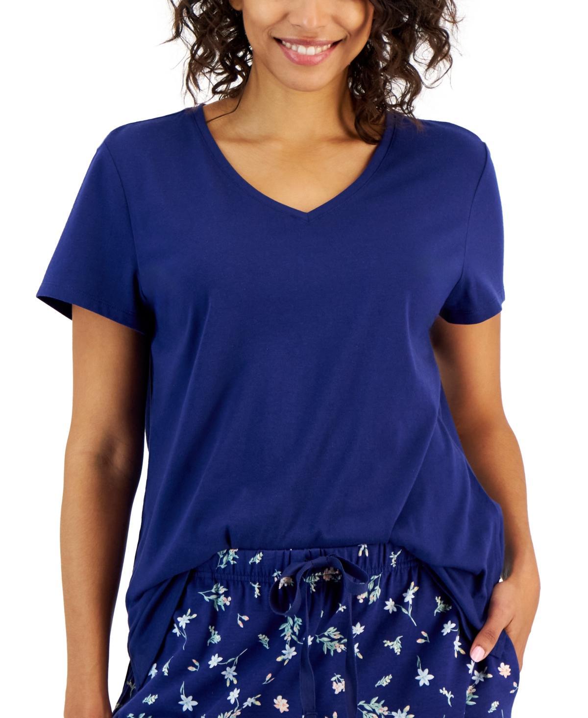 Charter Club Womens Solid V-Neck Short-Sleeve Sleepwear Top, Created for Macys Product Image