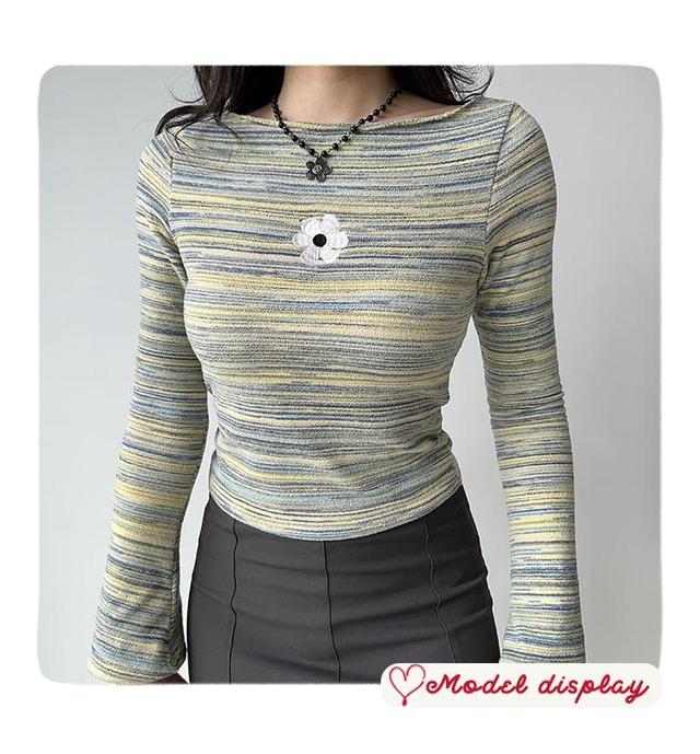 Long-Sleeve Boatneck Striped Tee Product Image