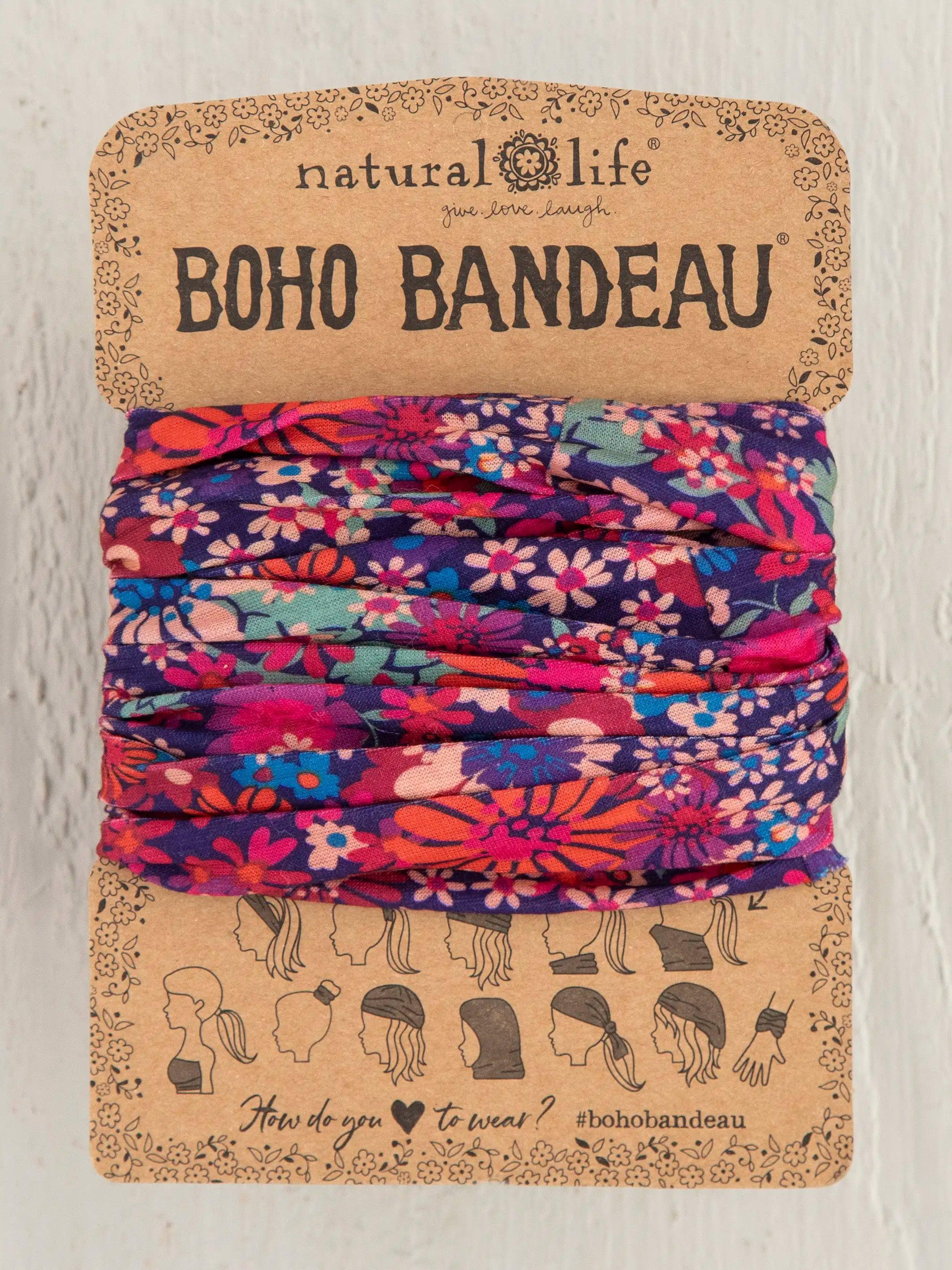 Full Boho Bandeau® Headband - Dark Red Pink Floral Product Image