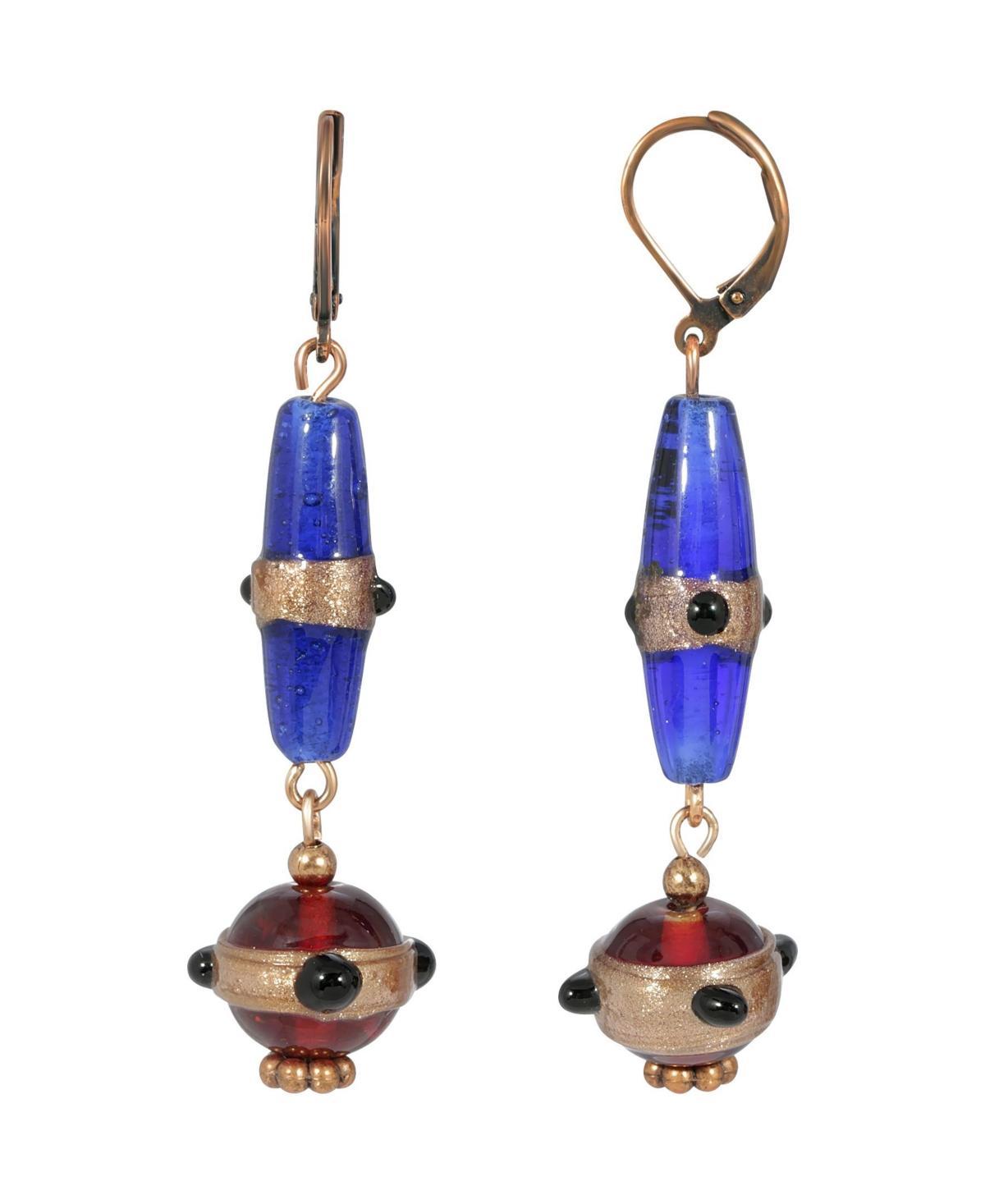 1928 Jewelry Copper Tone Blue Drop Earrings Product Image