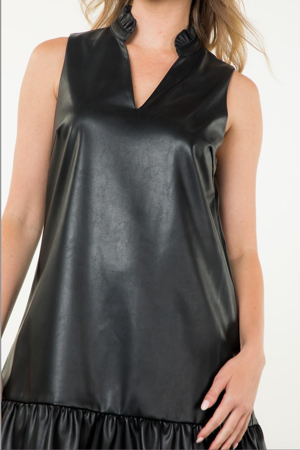 Leather Sleeveless Dress Product Image