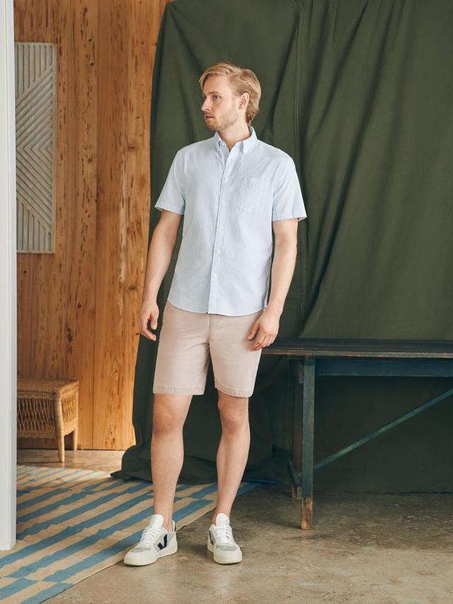 Short-Sleeve Supima Oxford Shirt - Classic Stripe Product Image