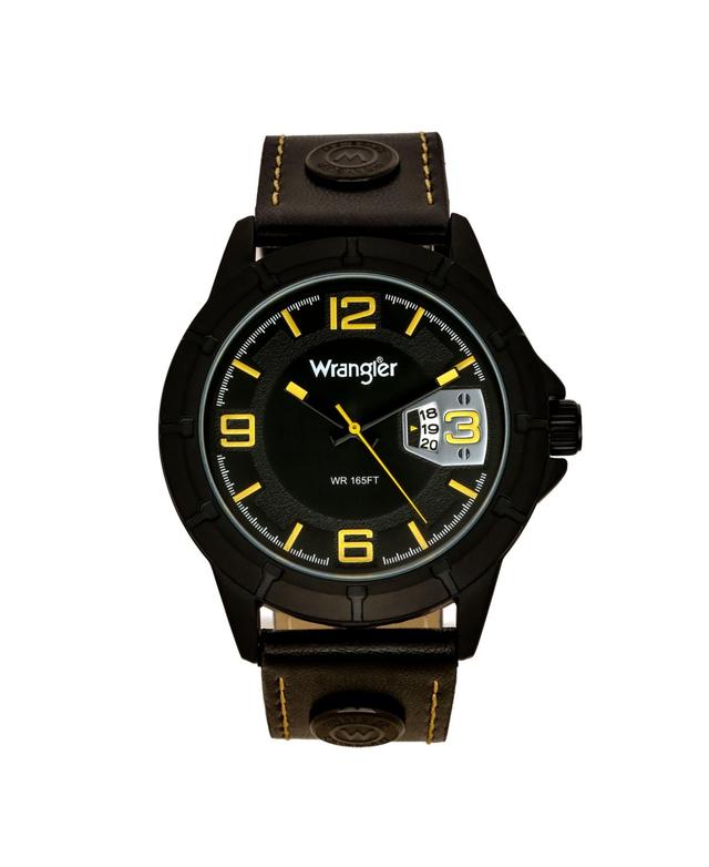 Wrangler Mens Black Polyurethane Strap Watch, 48MM Product Image