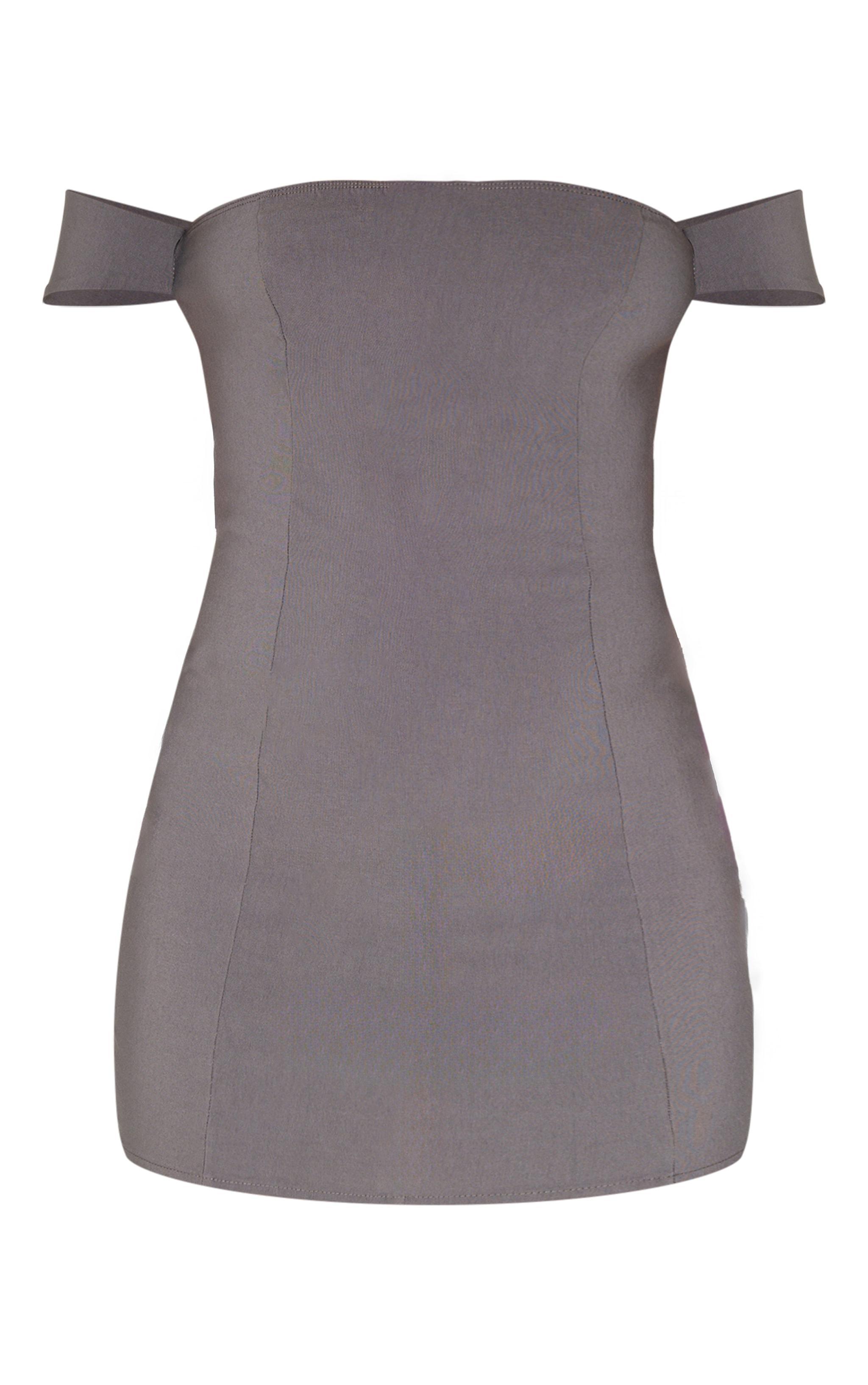 Charcoal Bardot Bengaline Bodycon Dress Product Image