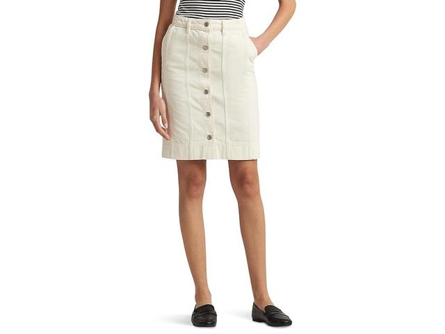 Lauren Ralph Lauren Denim Pencil Mini Skirt (Mascarpone Cream Wash) Women's Skirt Product Image