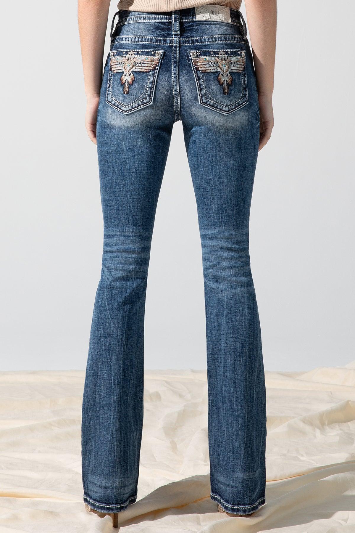 Sky Aztec Bootcut Jeans Product Image