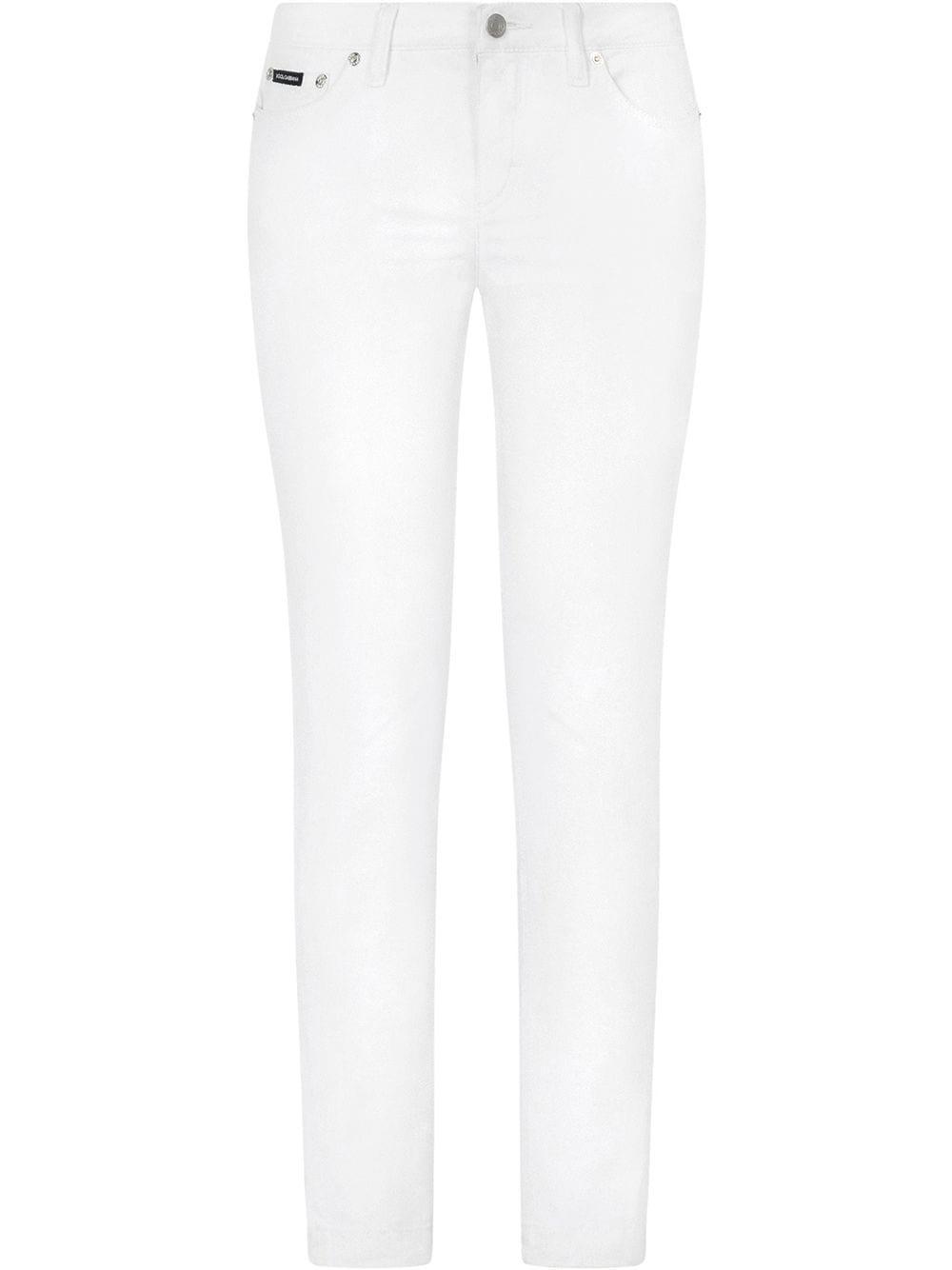 DOLCE & GABBANA Audrey High Waist Ankle Skinny Jeans In White Product Image