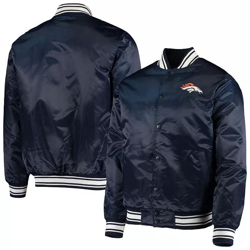 Mens Starter Denver Broncos Locker Room Satin Varsity Full-Snap Jacket Blue Product Image