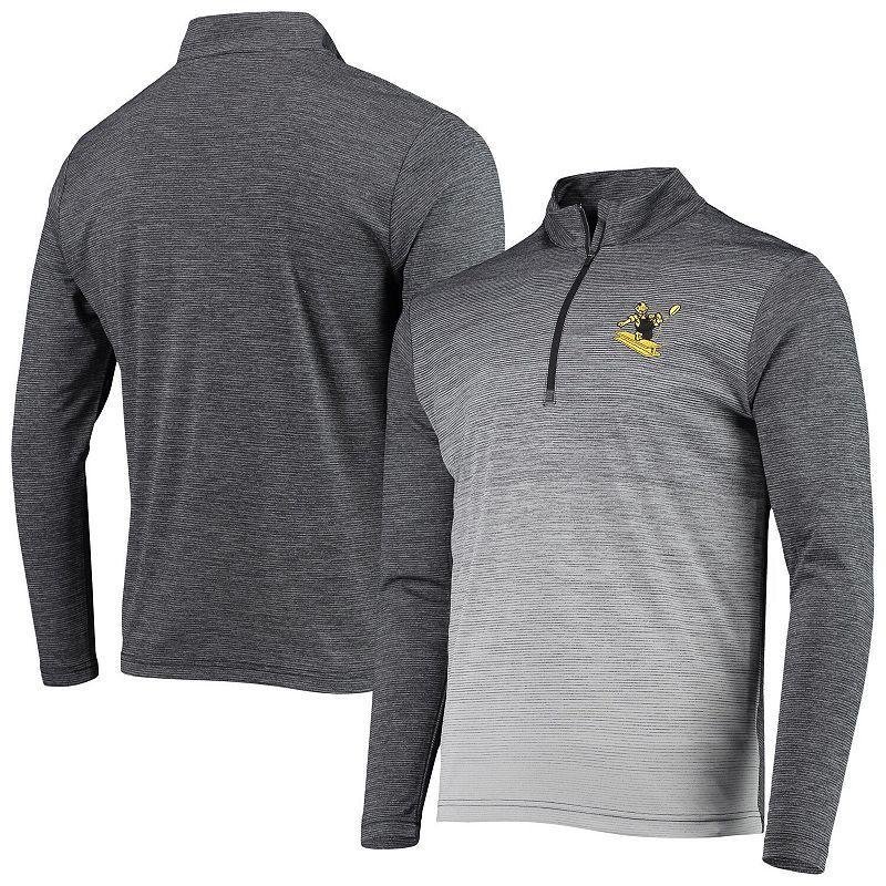 Mens Antigua /Heathered Gray Pittsburgh Steelers Throwback Cycle Quarter-Zip Jacket Product Image