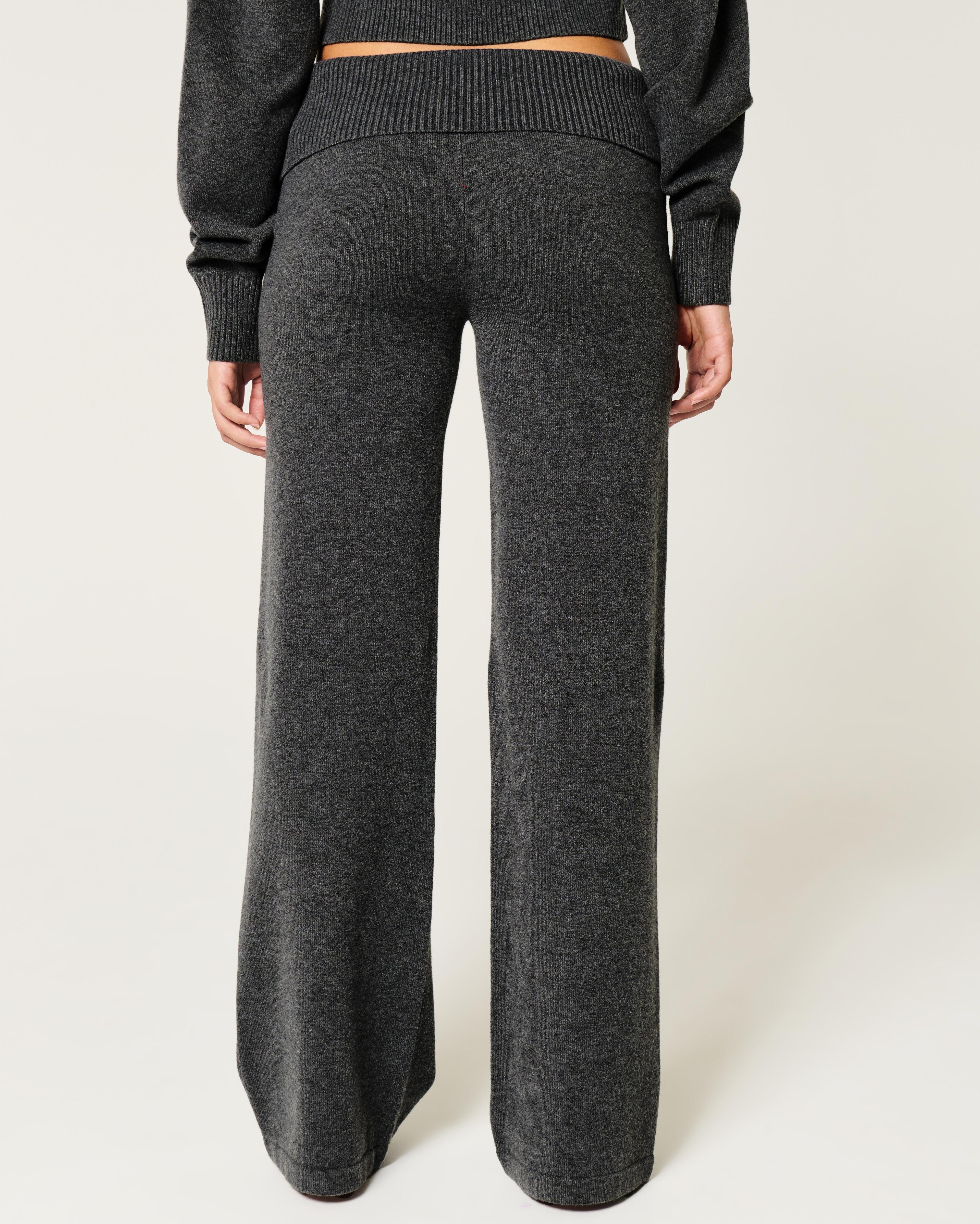 Gilly Hicks Sweater-Knit Foldover Waist Straight Pants Product Image