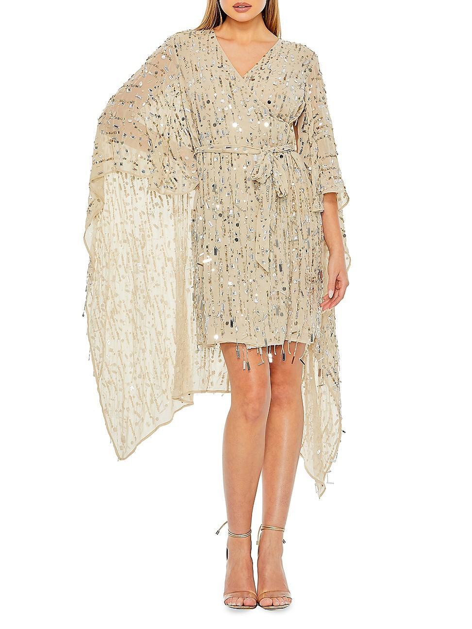 Womens Embellished Cape Minidress Product Image