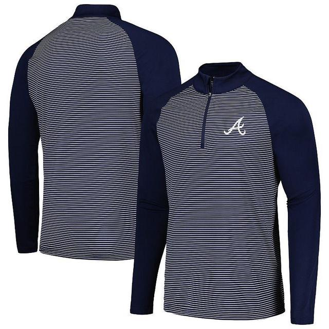 Mens Levelwear Atlanta Braves Charter Striped Raglan Quarter-Zip Top Blue Product Image