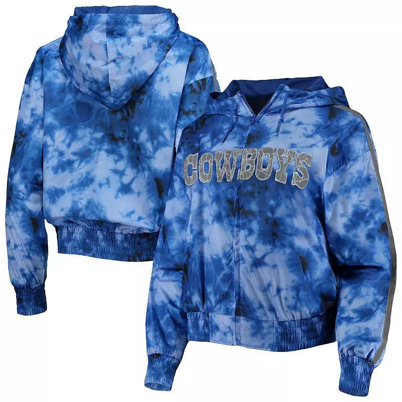 Womens Mitchell & Ness Navy Dallas Cowboys Galaxy Full-Zip Windbreaker Hoodie Jacket Product Image