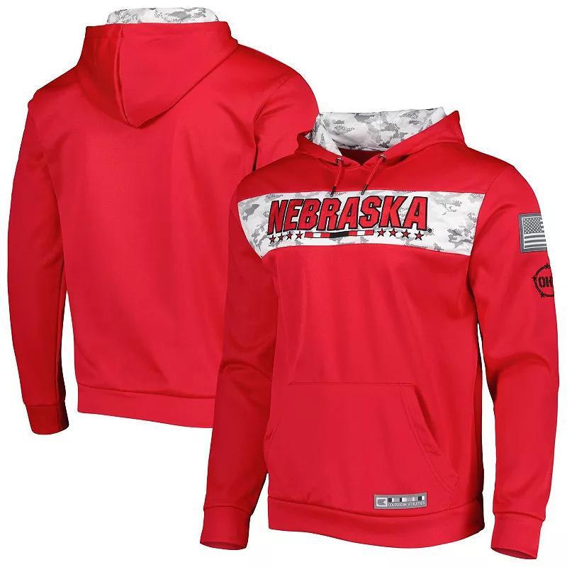 Mens Colosseum Red Nebraska Huskers Oht Military-Inspired Appreciation Team Color Pullover Hoodie Product Image