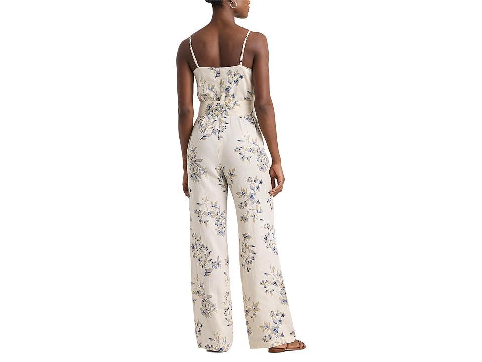 LAUREN Ralph Lauren Floral Linen Belted Wide-Leg Jumpsuit Multi) Women's Jumpsuit & Rompers One Piece Product Image