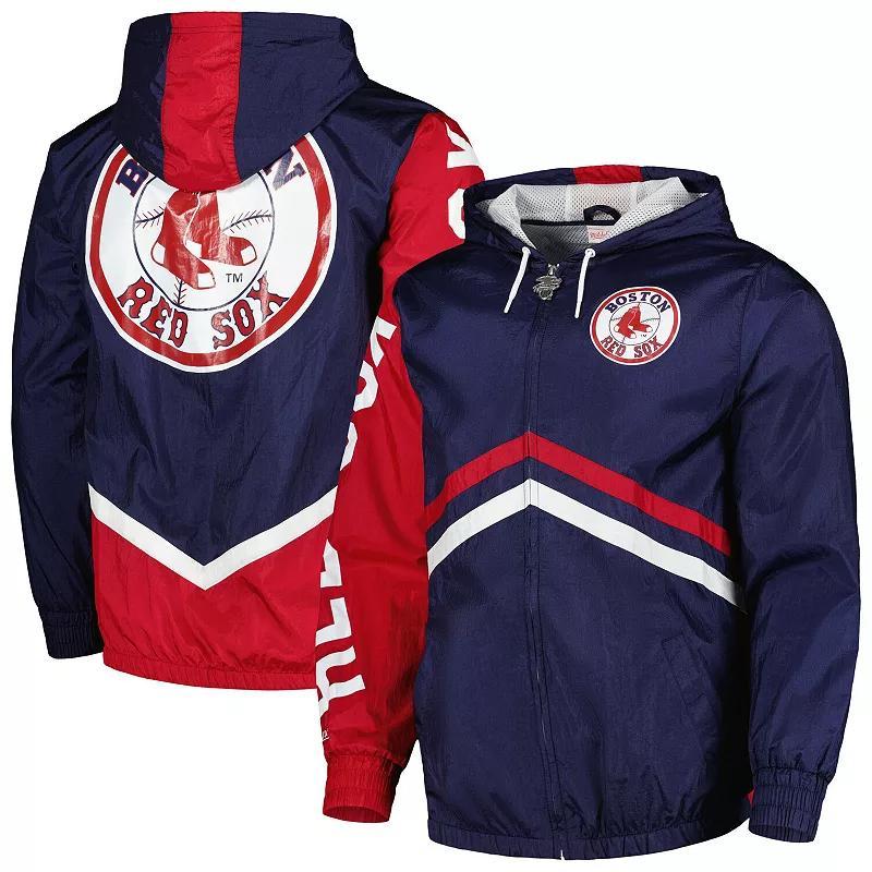 Mens Mitchell & Ness Boston Red Sox Undeniable Full-Zip Hoodie Windbreaker Jacket Blue Product Image