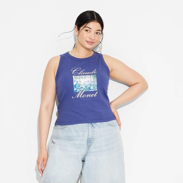 Womens Claude Monet Graphic Tank Top - Navy Blue Product Image