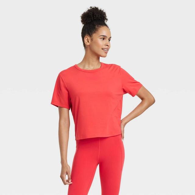 Womens Essential Crewneck Short Sleeve T-Shirt - All In Motion Red XS Product Image