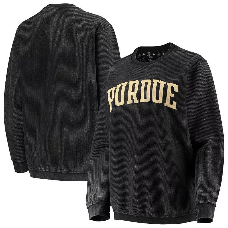 Womens Pressbox Purdue Boilermakers Comfy Cord Vintage Wash Basic Arch Pullover Sweatshirt Product Image