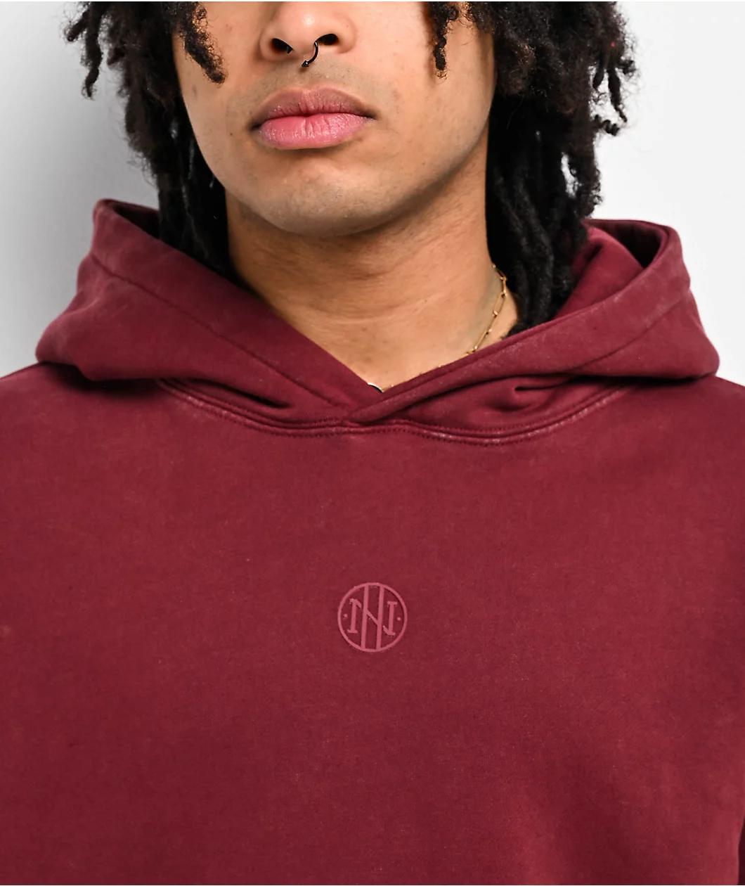 Ninth Hall Fundamentals Maroon Wash Boxy Hoodie Product Image