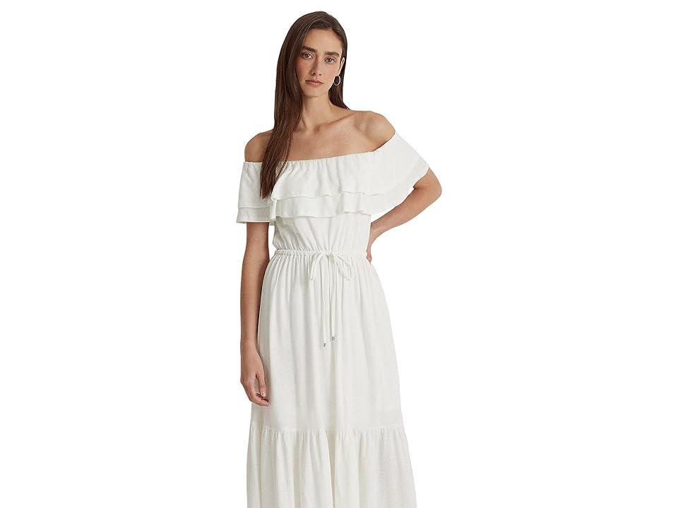 LAUREN Ralph Lauren Petite Jersey Off-the-Shoulder Dress Women's Clothing Product Image