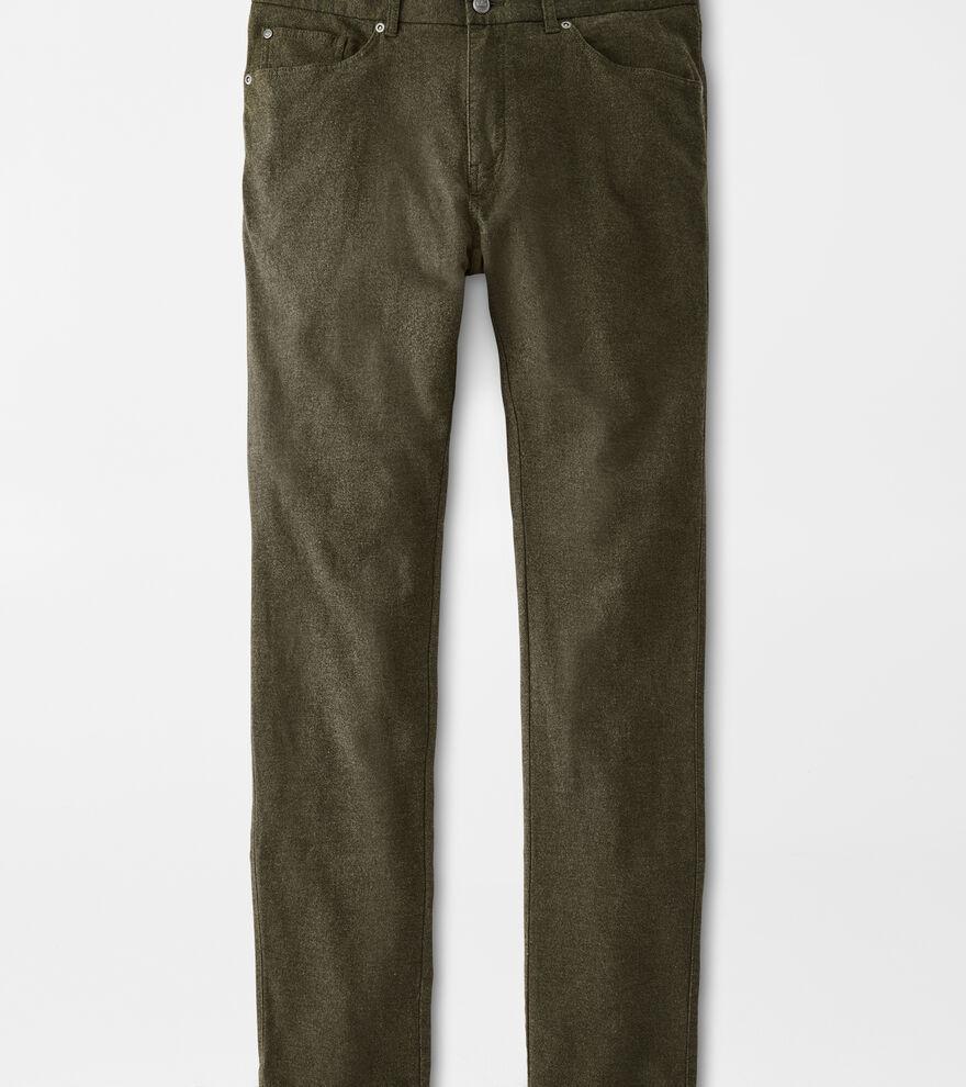 Peter Millar Mens Cotton Flannel Five-Pocket Pant | Color: Loden | Size: 40 Product Image