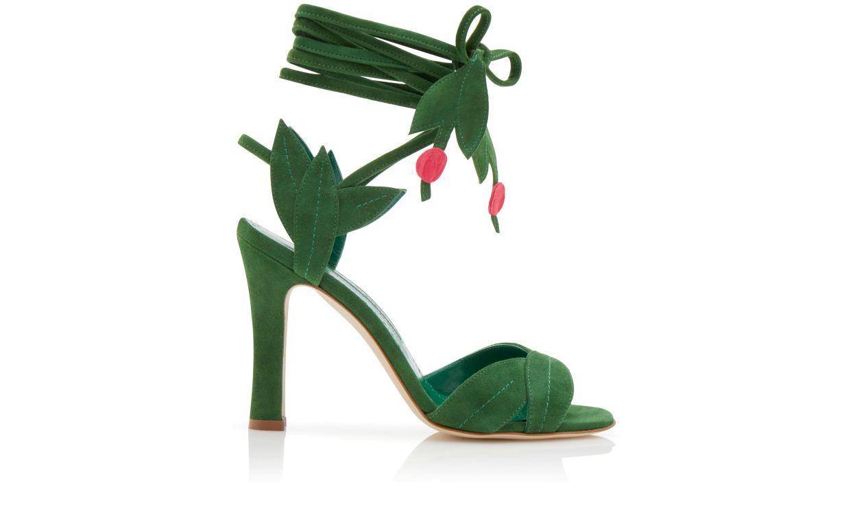 OSSIE 23 Green Suede Lace-Up Sandals Product Image