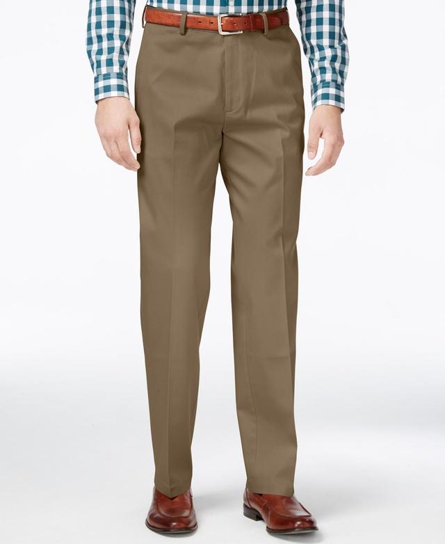 Big & Tall Haggar Premium Stretch No-Iron Khaki Flat-Front Pants, Mens Beig/Green Product Image