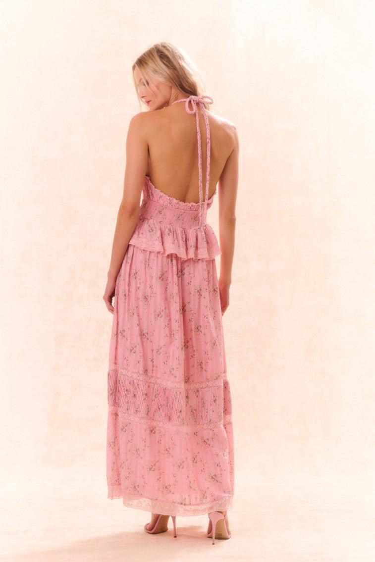 Avice Halter Cotton Print Maxi Dress Product Image