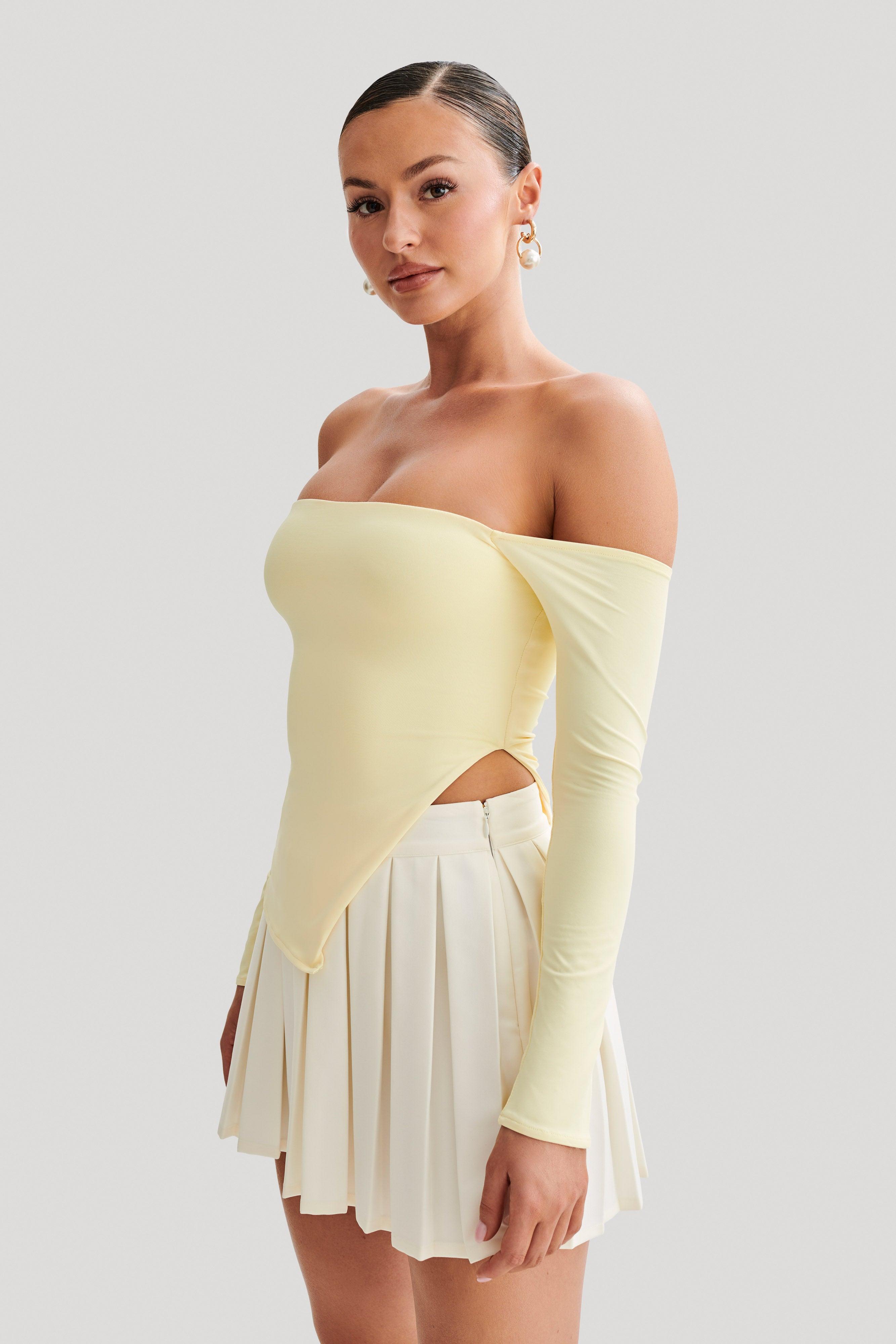 Carmen Recycled Nylon Off Shoulder Top - Lemon Product Image