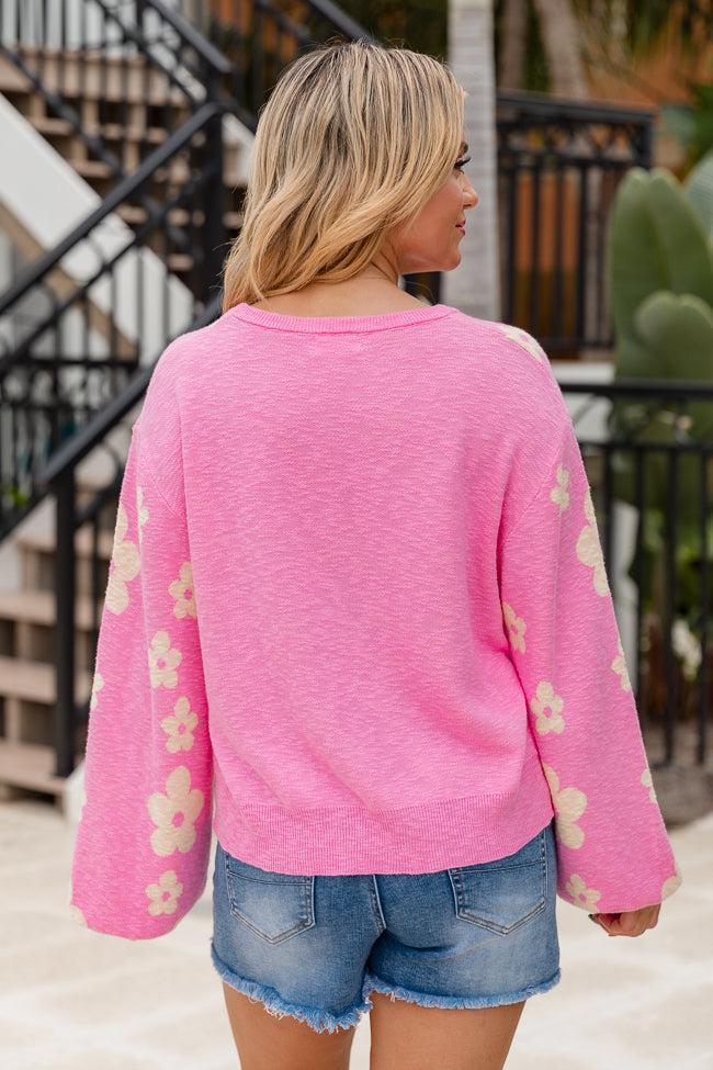 Spring Fever Pink and Yellow Flower Sweater Product Image