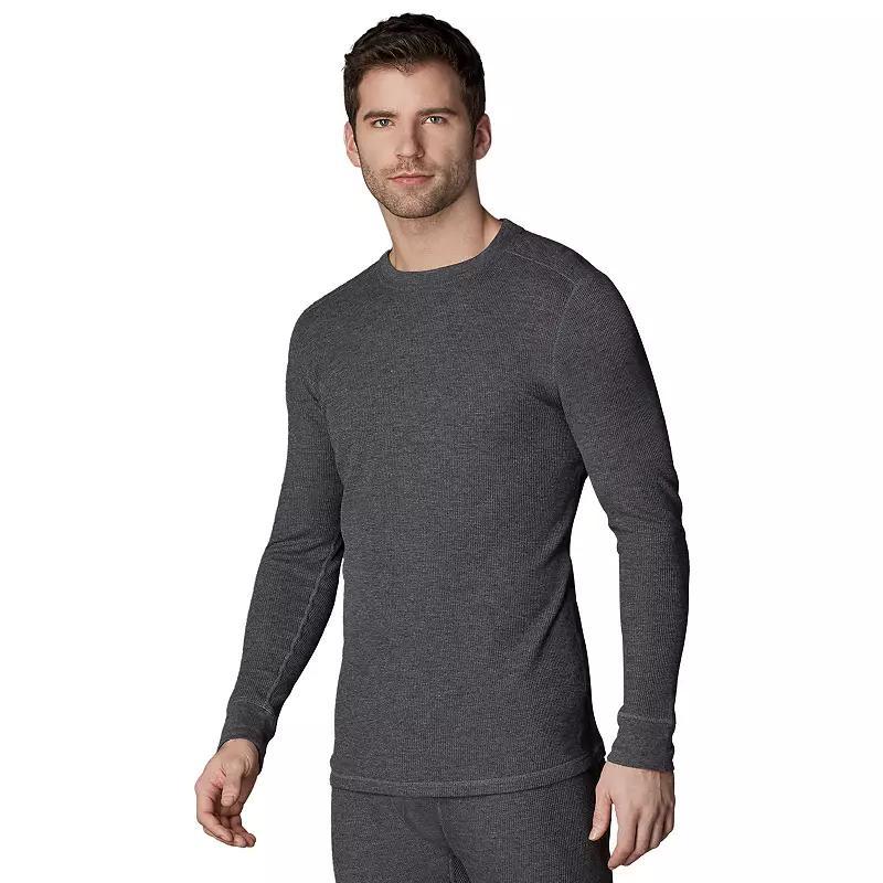 Mens Cuddl Duds Midweight Waffle Thermal Performance Base Layer Crew Top Grey Heather Product Image