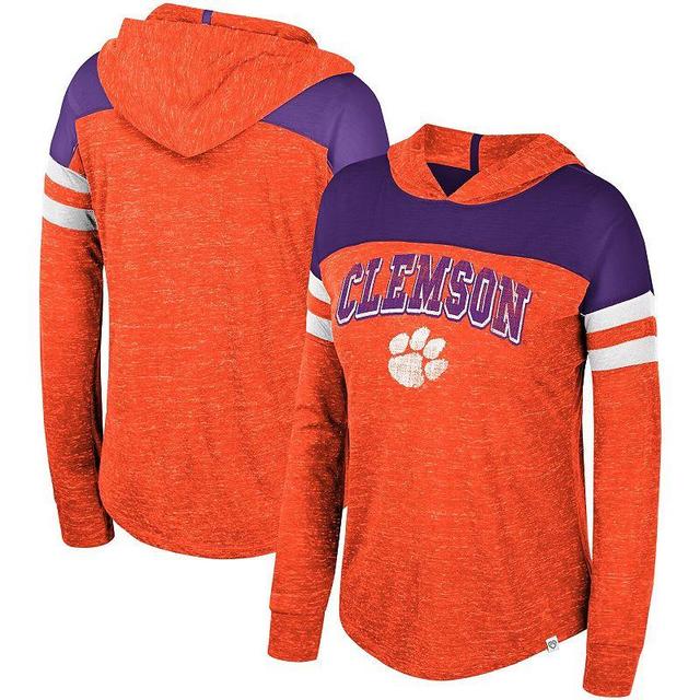 Womens Colosseum Orange Clemson Tigers Speckled Color Block Long Sleeve Hooded T-Shirt Product Image