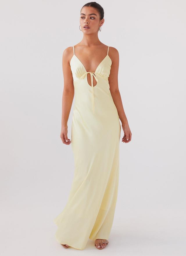 Flora Satin Maxi Dress - Lemon Product Image