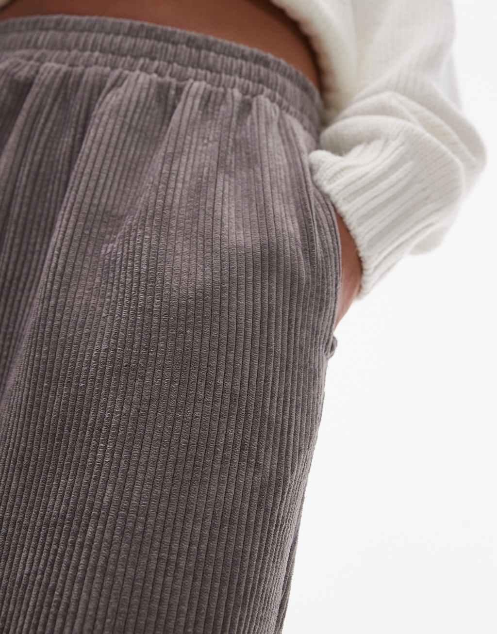 Topshop corduroy sweatpants in gray Product Image